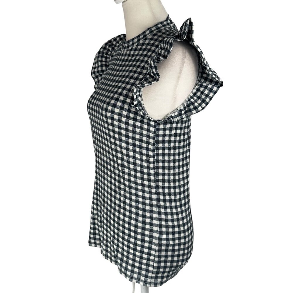 Like new NATION Paulette Tank Blue & White Gingham Ruffle Sleeve Top Size XS - Picture 4 of 12